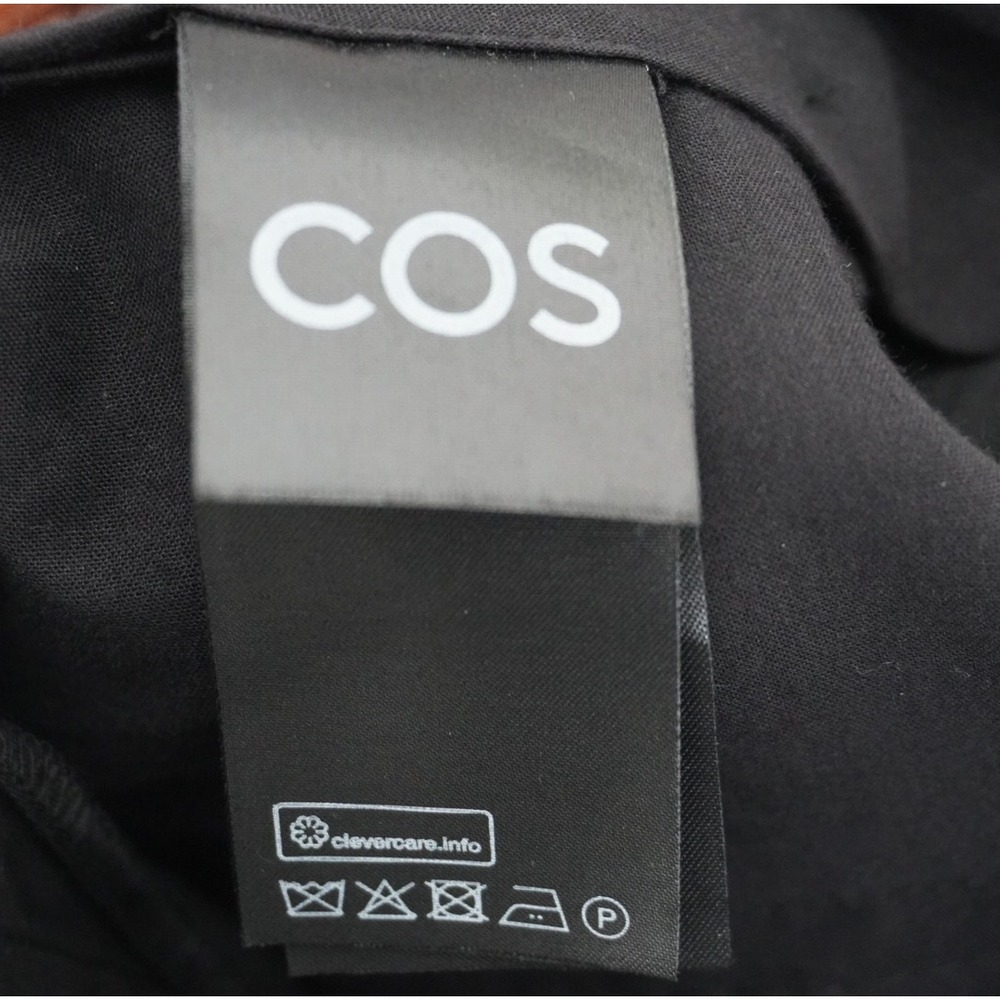 COS Black Wide‎ Leg Trousers Lyocell Linen Blend High Waisted Pants Size 2 - Picture 8 of 15